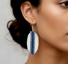 Handmade Oval Denim Lightweight Drop Earrings